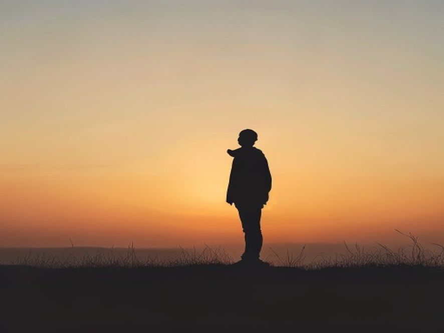 A silhouette of a person standing against a soft, morning horizon, symbolizing stability and firm footing.