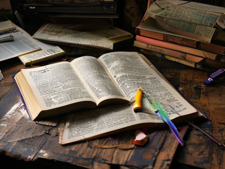 A messy but honest desk with a notebook, a highlighter, and an open Bible, capturing the reality of a daily, imperfect p